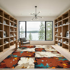 Distressed Ochre Teal Grunge Plaid Grid Rug