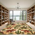 Whimsical Desert Dinosaur Earthy Tones Rug