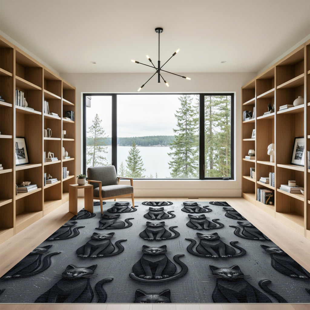 Charcoal Gray Feline Array Rug