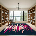 Pink Vertical Bar Abstract Rug