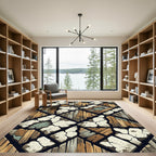 Rustic Wood And Stone Mosaic Rug