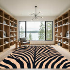 Bold Black and Peach Zebra Stripes Rug