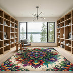Vibrant Floral Mandala Jewel Medallion Rug
