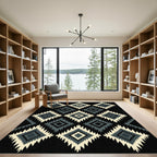 Monochromatic Geometric Diamond Boho Rug