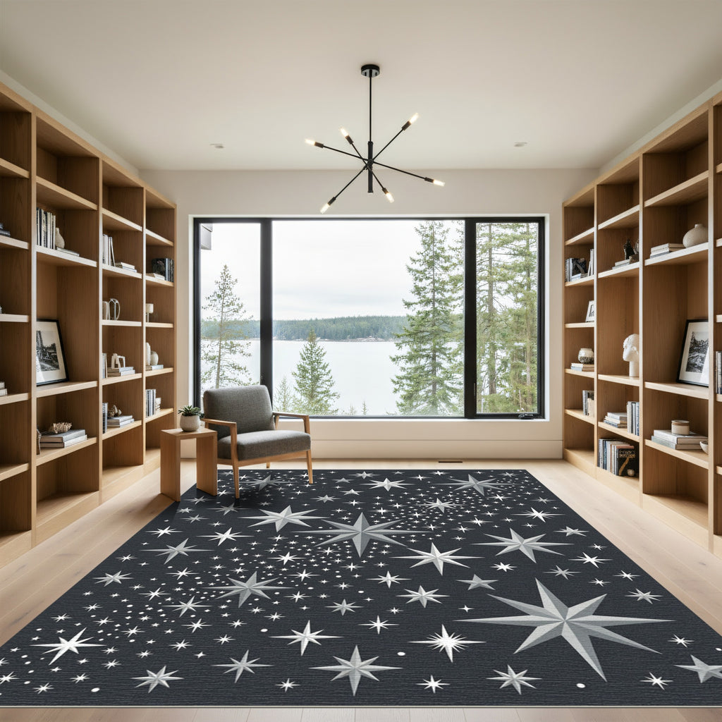 Shimmering Gray Starfield Scatter Rug