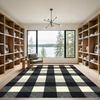 Monochrome Gingham Black and White Checkered Rug