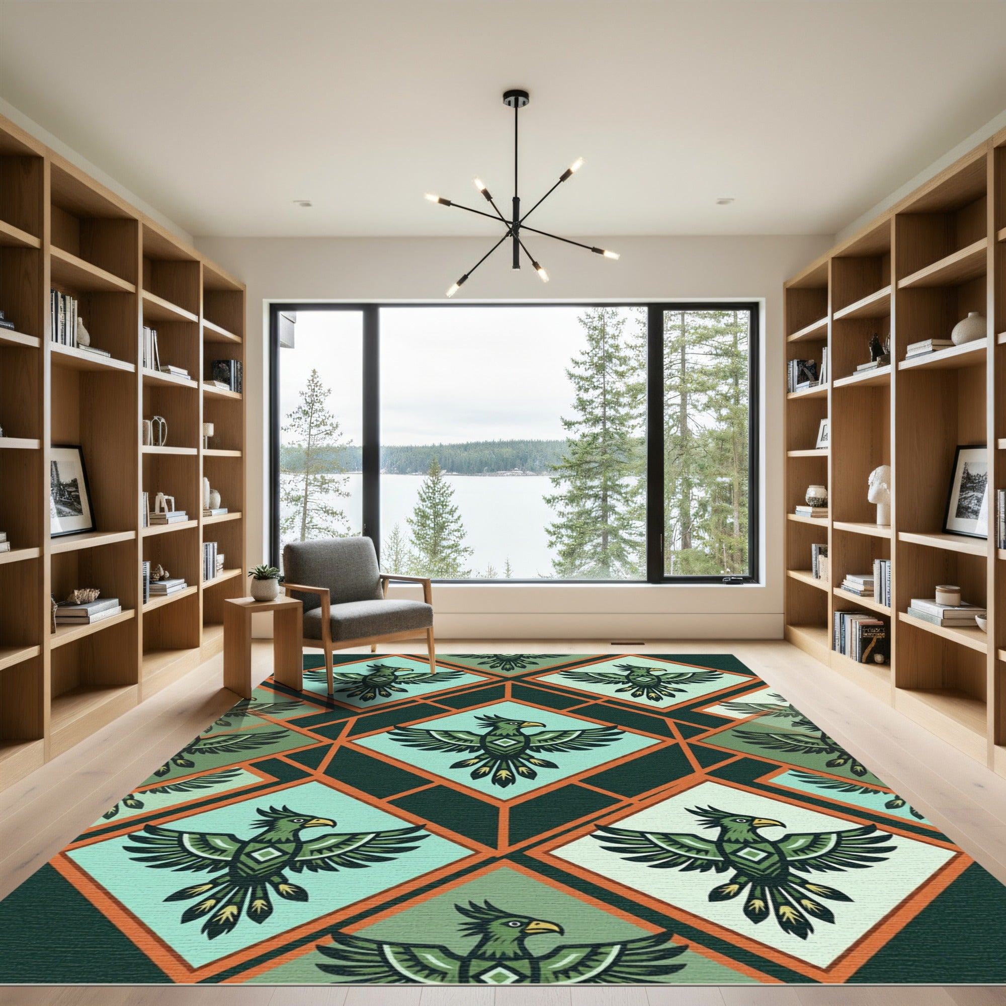 Green Eagle Diamond Geometric Arrangement Rug