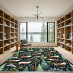 Enchanted Winter Forest Reindeer Woodland Rug