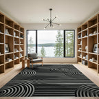 Monochromatic Stripped Concentric Circles Rug
