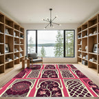 Blush Pink Floral Moorish Arch Tapestry Rug