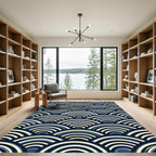 Japanese Navy Blue Wave Arch Rug