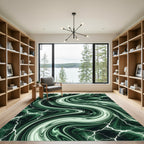 Emerald Swirl Lightning Abstract Rug