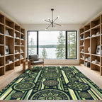 Green Tribal Mandala Stripe Rug