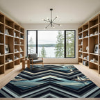 Nautical Chevron Abstract Sea and Sail Rug