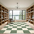Sage and Cream Checkerboard Grid Rug