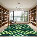 Emerald Green Geometric Diamond Rug