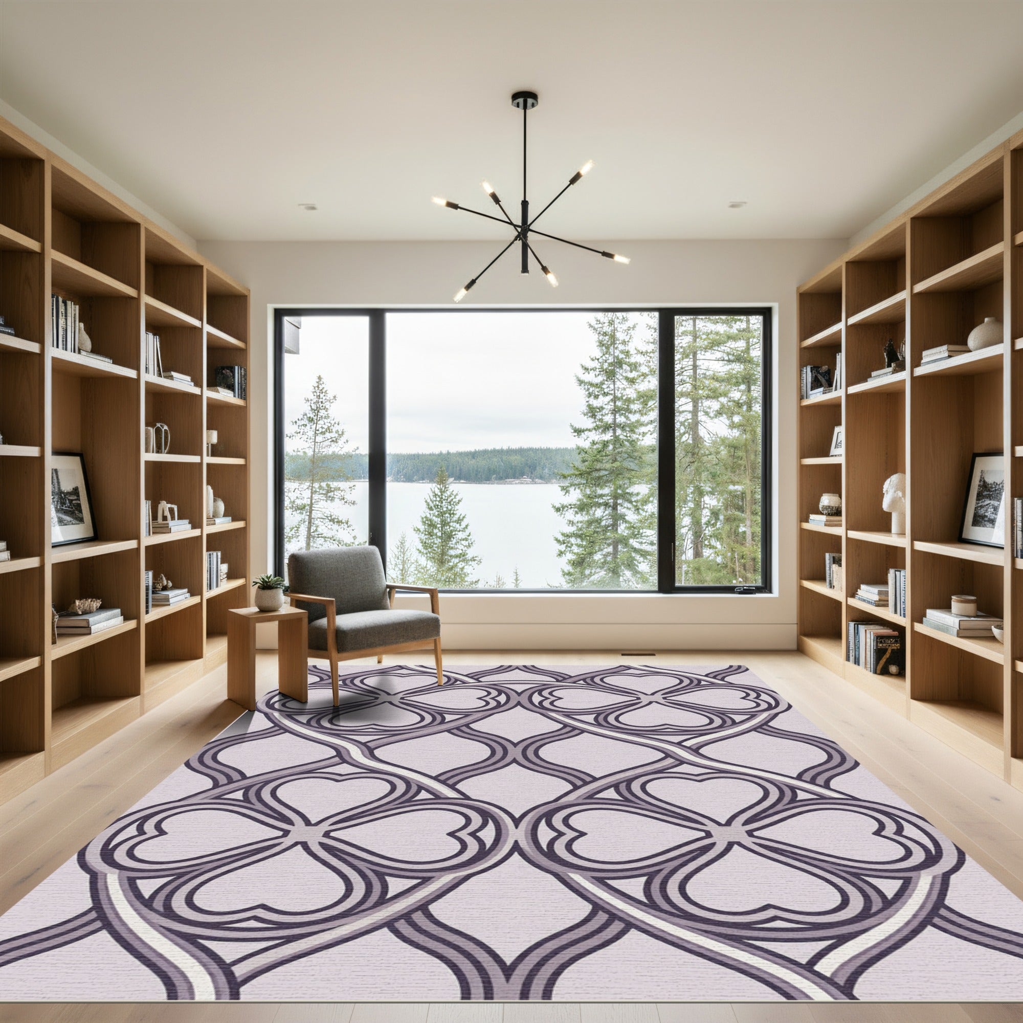 Lavender Quatrefoil Interlocking Heart Ornament Rug