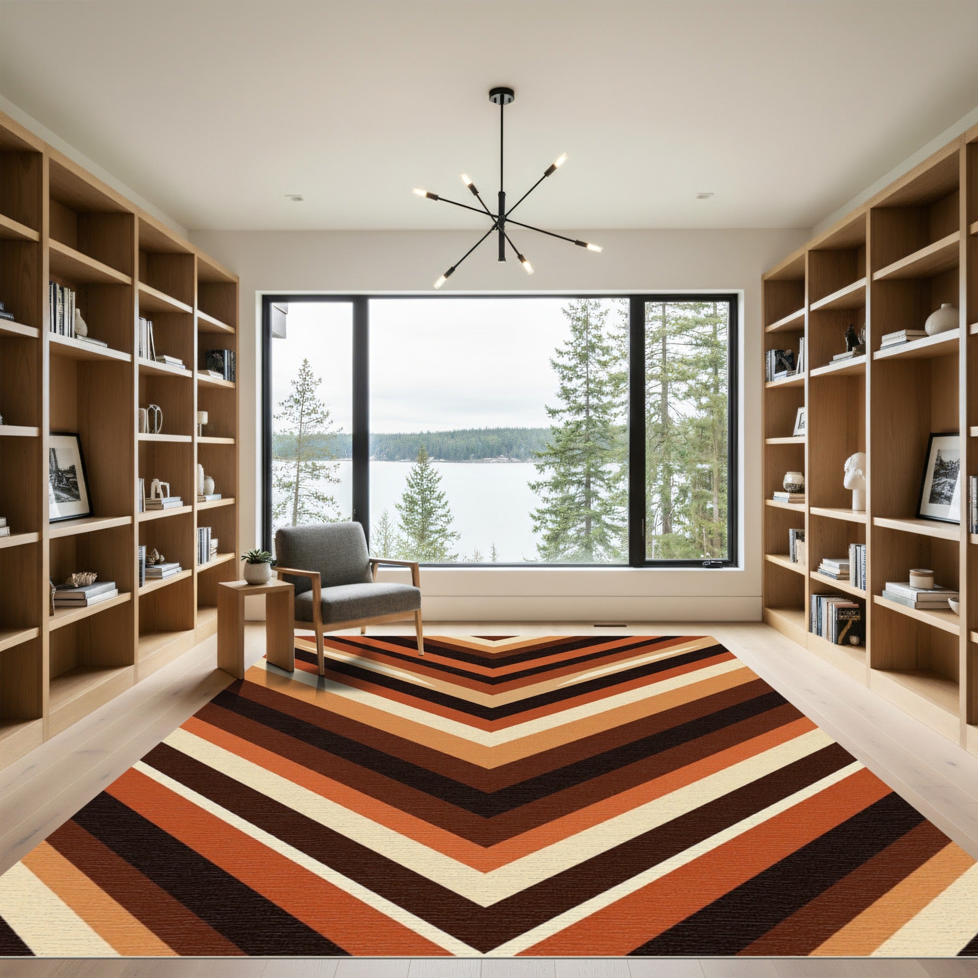 Earthy Chevron Stripe Geometric Rug