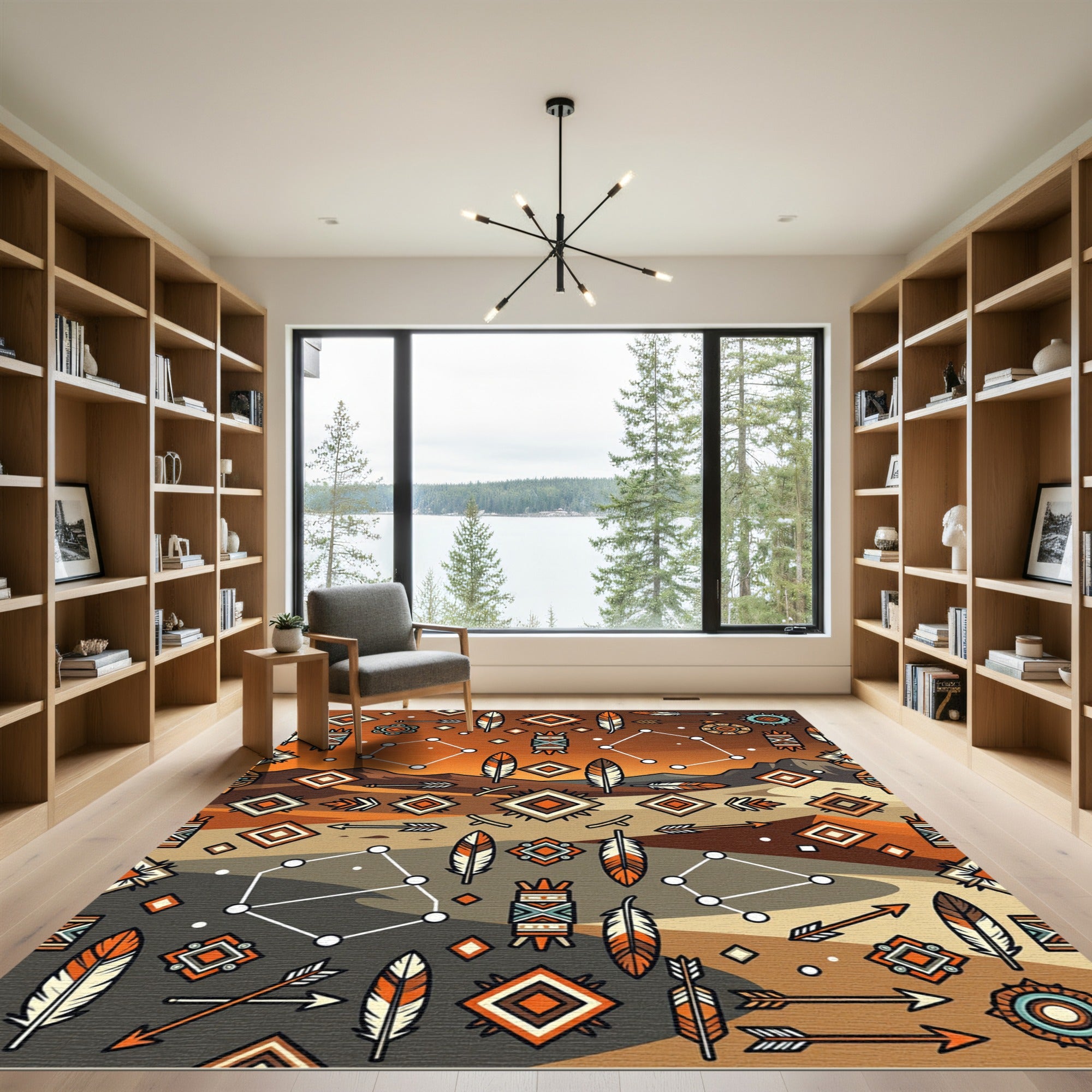 Earthy Sunset Geometric Tribal Arrow Rug