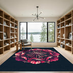 Crimson Poppy Floral Wheel Arrangement Rug