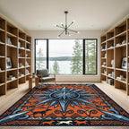 Bold Orange Ram Starburst Rug