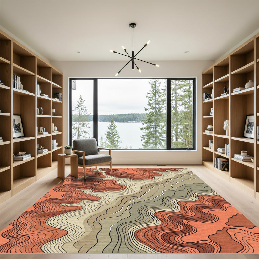 Abstract Earthy Canyon Wave Rug