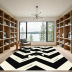 Bold Monochrome Geometric Chevron Abstract Rug