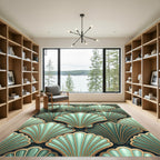 Mint Green Scallop Fan Overlay Rug