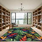Vibrant Tropical Frog and Jungle Flora Rug