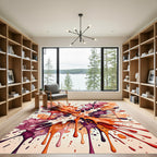 Vibrant Splatter Burst Orange Amethyst Rug