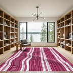 Deep Crimson Vertical Wavy Stripe Rug
