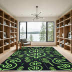 Neon Green Dollar Sign Radiant Backdrop Rug