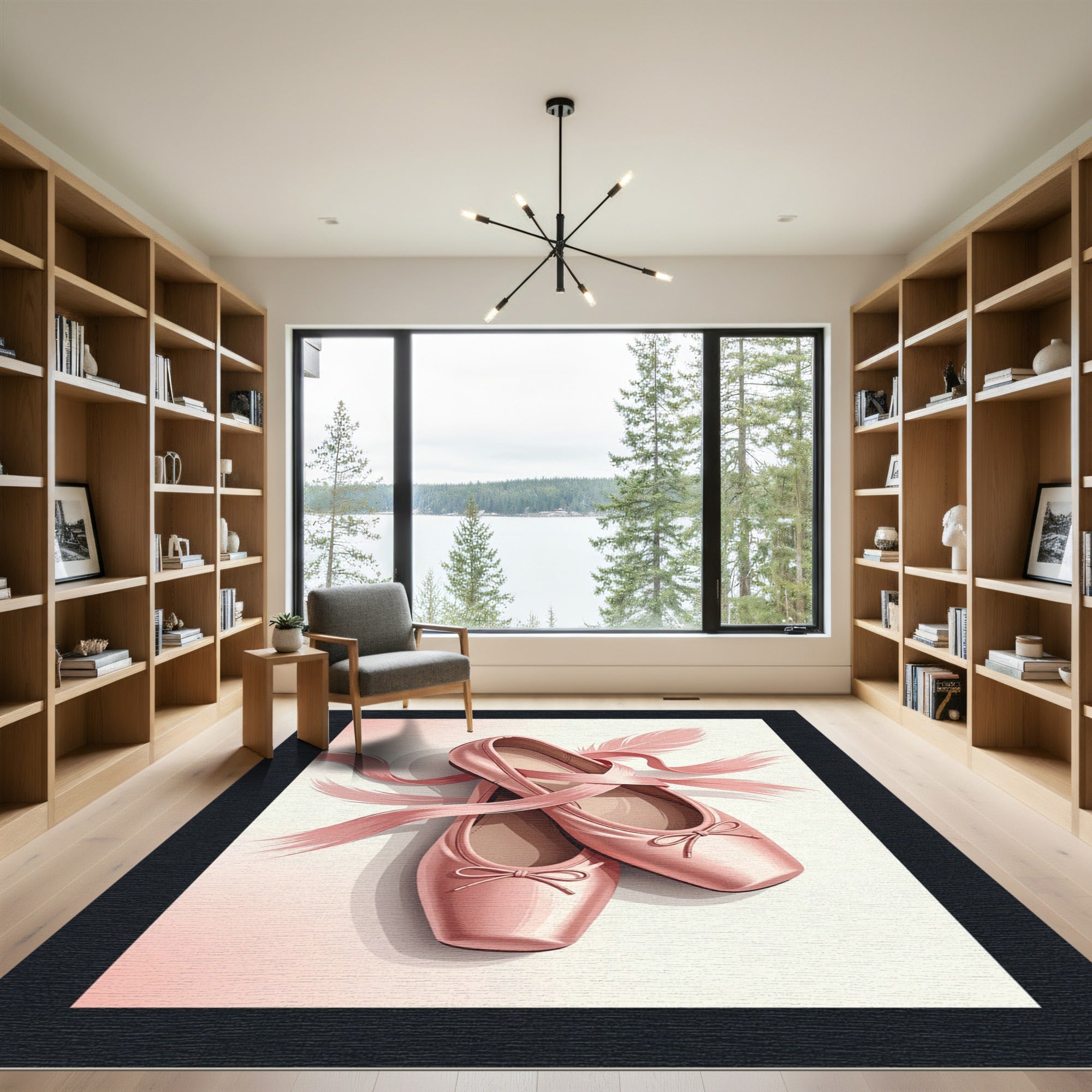 Elegant Pale Pink Ballet Ribbon Rug