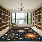 Mid Century Atomic Starburst Navy Rug