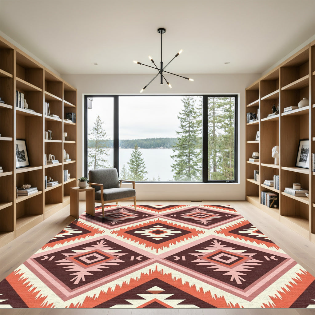 Terracotta Earth Diamond Tribal Rug