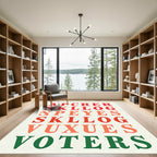 Bold Red Orange Alphabet Collage Rug