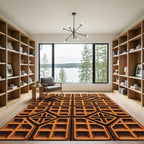 Geometric Waffle Grid Amber Ochre Rug