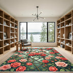 Romantic Red and Blush Rose Trellis Rug