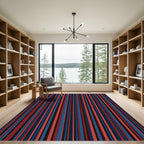 Crimson Navy Vertical Stripe Rug