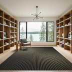 Dark Gold Stripe Linear Rug