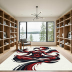 Zen Cherry Ink Flow Abstract Art Rug