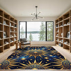 Celestial Golden Sun Navy Cosmic Rug