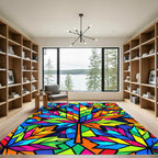 Vibrant Stained Glass Maple Leaf Art Rug