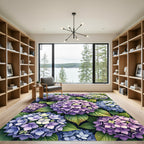 Lush Purple Hydrangea Botanical Garden Rug