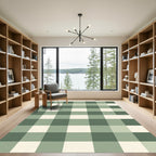 Sage Green Cream Buffalo Check Rug