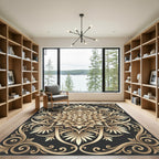 Golden Floral Mandala Ornate Rug