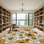 Sunlit Golden Daisy Floral Meadow Rug