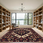 Crimson Gold Floral Centerpiece Medallion Rug