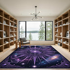 Celestial Violet Galaxy Star Mandala Rug