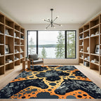 Black Horses Orange Abstract Spot Rug